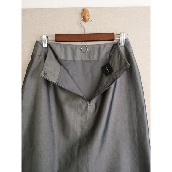 Akris Skirt Women Silver Gray Silk Blend Zipper Career Minimalist Dark Academia - Picture 5 of 6